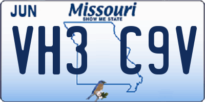 MO license plate VH3C9V