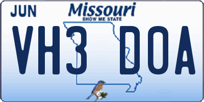 MO license plate VH3D0A