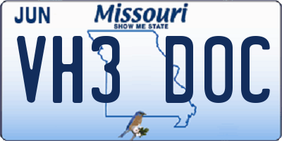 MO license plate VH3D0C