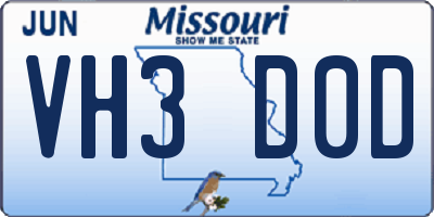 MO license plate VH3D0D