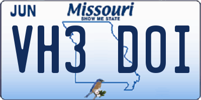 MO license plate VH3D0I