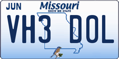 MO license plate VH3D0L