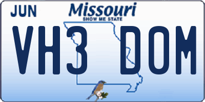 MO license plate VH3D0M