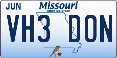 MO license plate VH3D0N