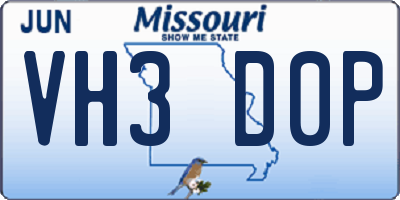 MO license plate VH3D0P
