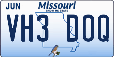 MO license plate VH3D0Q