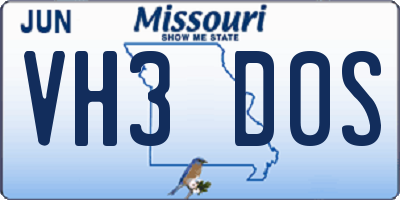 MO license plate VH3D0S