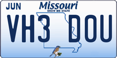 MO license plate VH3D0U
