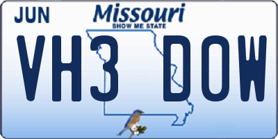 MO license plate VH3D0W