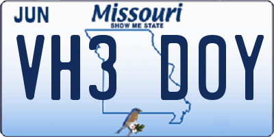 MO license plate VH3D0Y