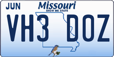 MO license plate VH3D0Z