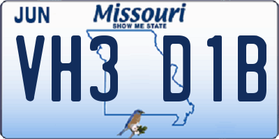 MO license plate VH3D1B