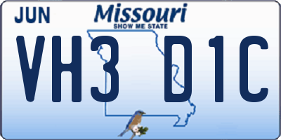 MO license plate VH3D1C