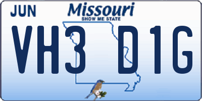 MO license plate VH3D1G