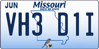 MO license plate VH3D1I