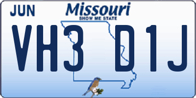 MO license plate VH3D1J