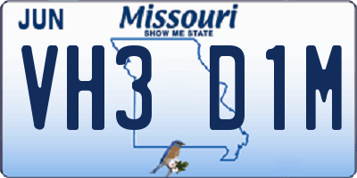 MO license plate VH3D1M