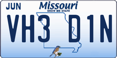 MO license plate VH3D1N