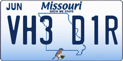 MO license plate VH3D1R