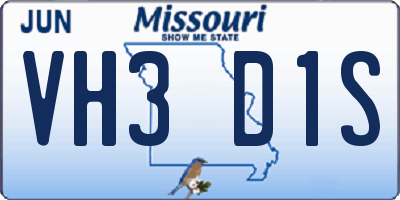 MO license plate VH3D1S