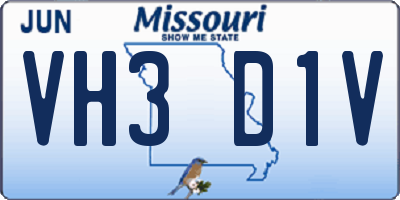 MO license plate VH3D1V