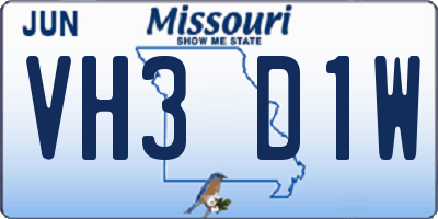 MO license plate VH3D1W