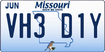 MO license plate VH3D1Y