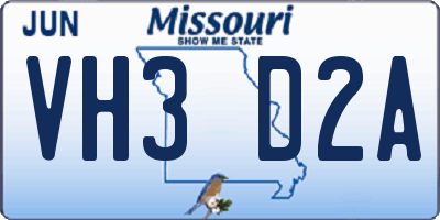 MO license plate VH3D2A