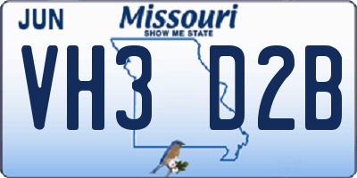 MO license plate VH3D2B