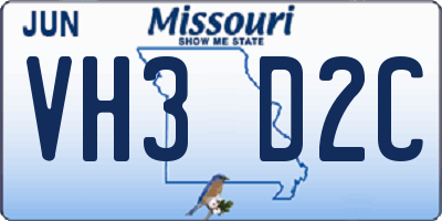 MO license plate VH3D2C