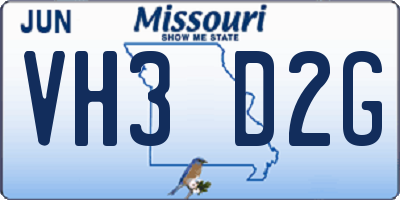 MO license plate VH3D2G