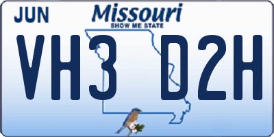 MO license plate VH3D2H