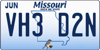 MO license plate VH3D2N