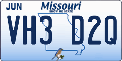 MO license plate VH3D2Q