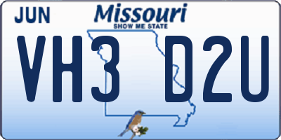 MO license plate VH3D2U