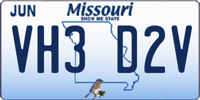 MO license plate VH3D2V