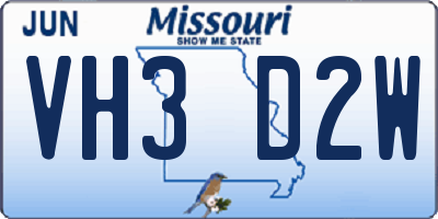 MO license plate VH3D2W