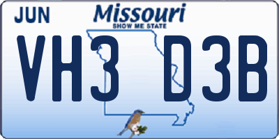 MO license plate VH3D3B