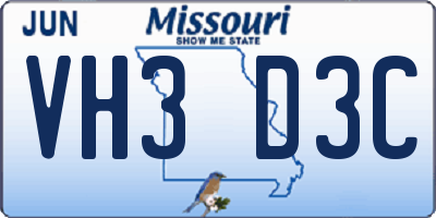 MO license plate VH3D3C