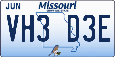 MO license plate VH3D3E