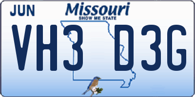 MO license plate VH3D3G