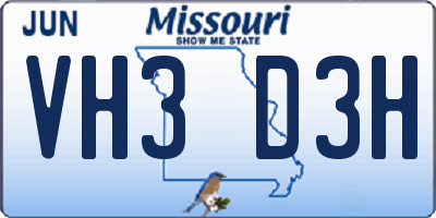MO license plate VH3D3H