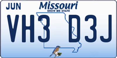 MO license plate VH3D3J