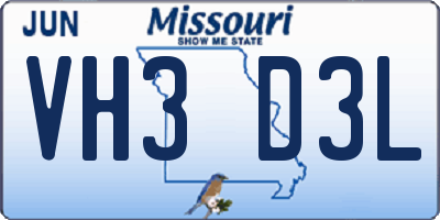 MO license plate VH3D3L