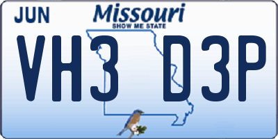 MO license plate VH3D3P