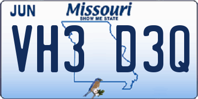 MO license plate VH3D3Q