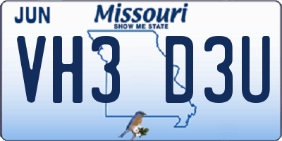 MO license plate VH3D3U