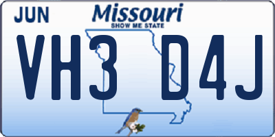 MO license plate VH3D4J