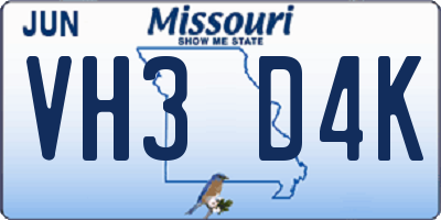 MO license plate VH3D4K