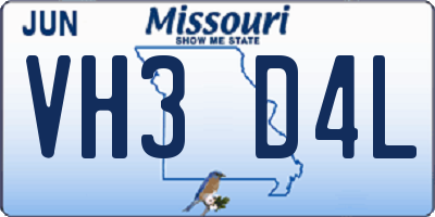 MO license plate VH3D4L